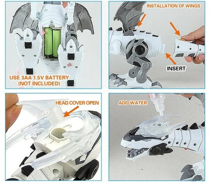 Intelligent Robot Toy Dinosaur with water spray feature in green and white