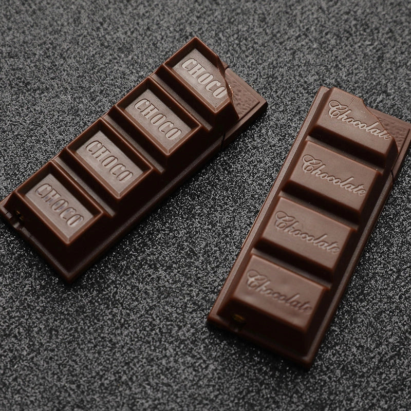 Chocolate-shaped butane torch lighter for cigarettes and cigars, compact and refillable