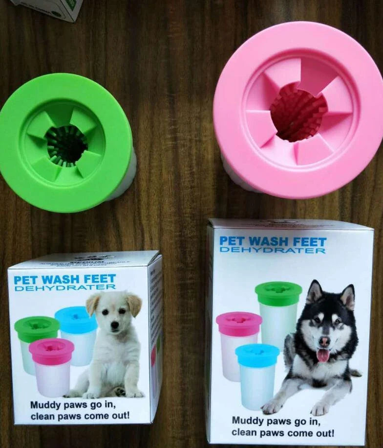 Silicone dog paw cleaning cup with soft bristles for easy and gentle paw washing