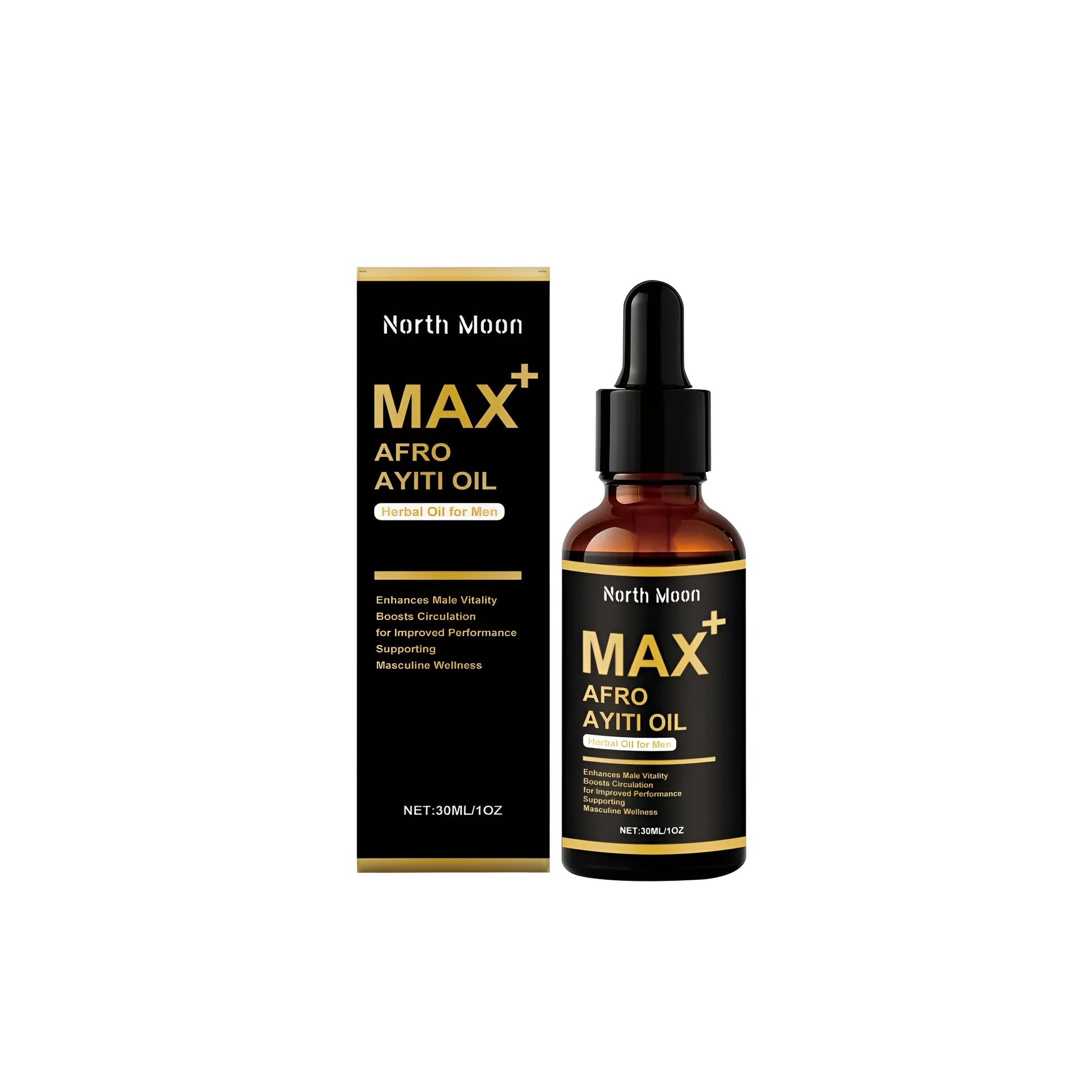 30ml bottle of male enhanced massage oil with ginger extract and vitamin E