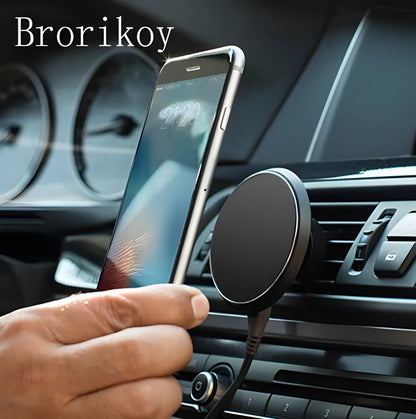 Magnetic car air vent phone holder clamp mount for Qi wireless charging, compatible with iPhone, model W3