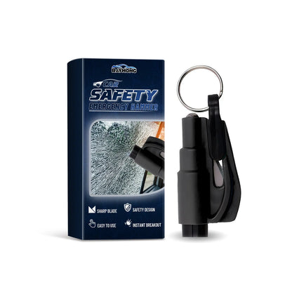 Compact car emergency hammer with window breaker and seatbelt cutter measuring 3.5 by 7.5 cm