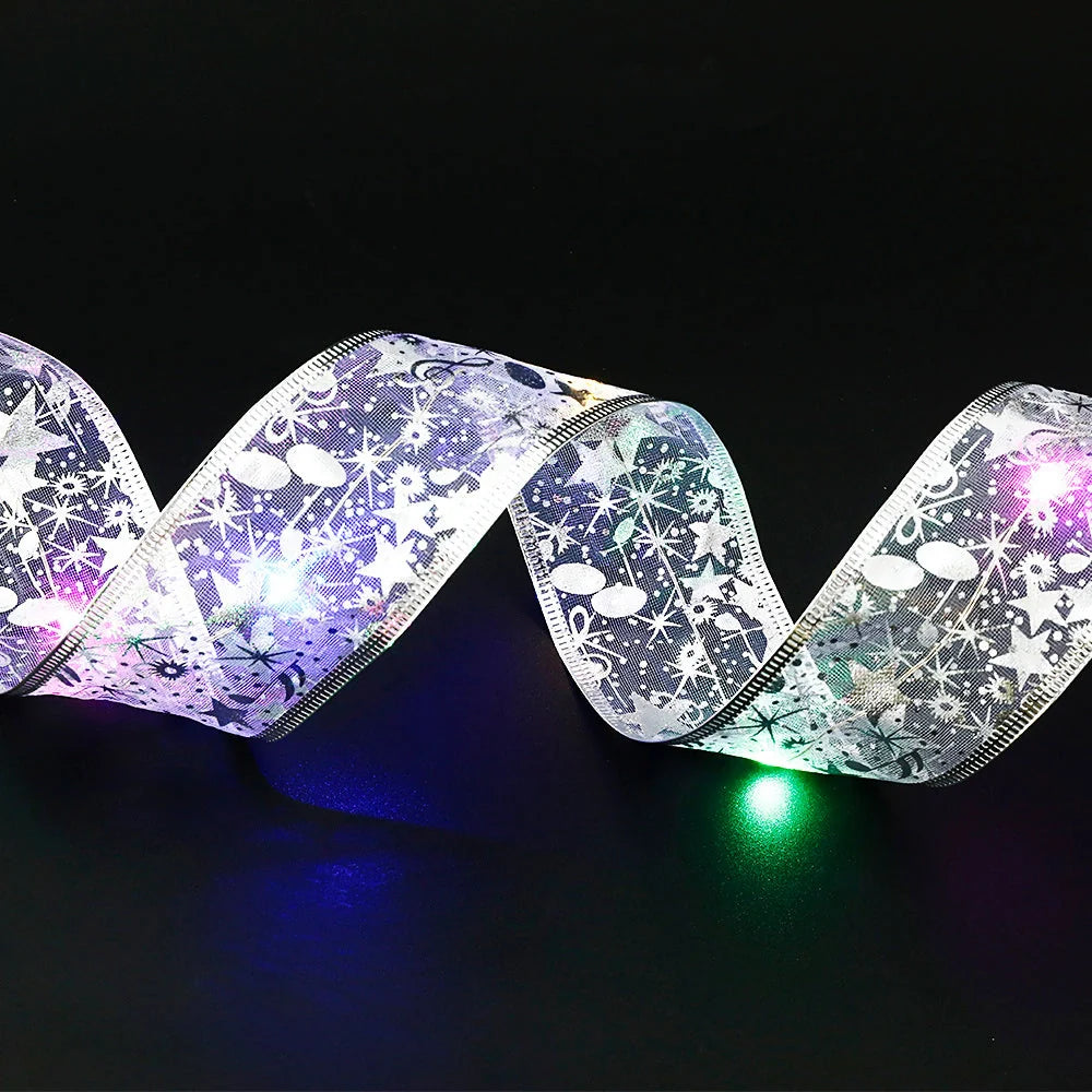 LED ribbon fairy lights with festive bow tie for Christmas decorations