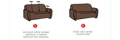 Elastic sofa cover in navy blue with high-density fabric for stain protection