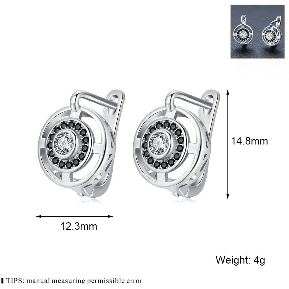 Luxury zircon studded copper over earrings for women, showcasing elegant design and sparkling zircon stones.
