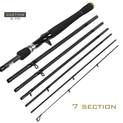 Carbon straight gun handle perch sea fishing rod showing 2.1m to 2.7m length options with multi-section design