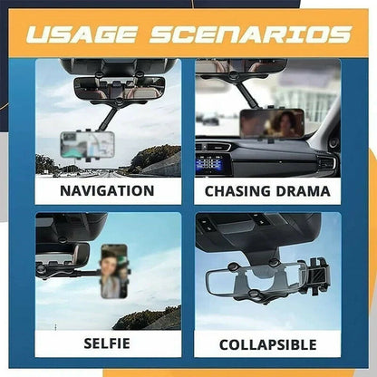 Car rearview mirror swivel navigation bracket in black, made from temperature-resistant ABS with nano-PU glue