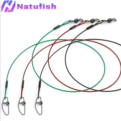 Green, black, and red 54cm copper steel wire fishing accessories with double buckle pins on fishing tackle