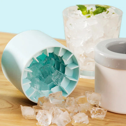 Portable 2-in-1 ice bucket mold with lid for kitchen and outdoor use