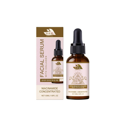 Collagen facial fluid 50ml bottle with nicotinamide hydrating essence for face and neck skincare