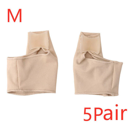 Corrective toe separator socks featuring a gel pad for bunion pain relief and a silicone toe spacer for proper foot alignment