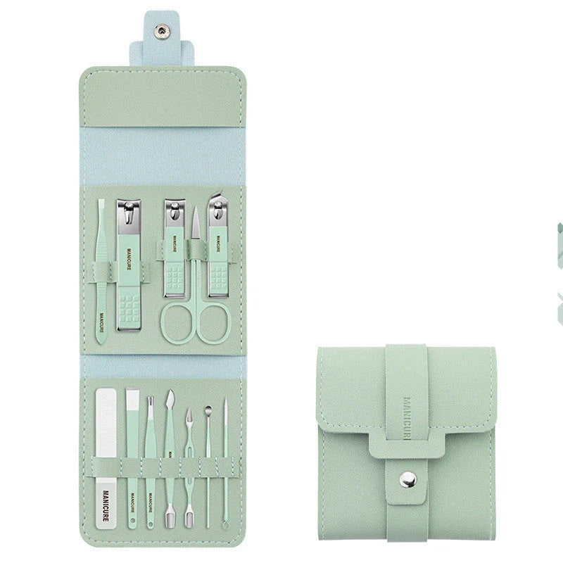 Premium 16-Piece Manicure Set with Stainless Steel Tools and Stylish PU Leather Case