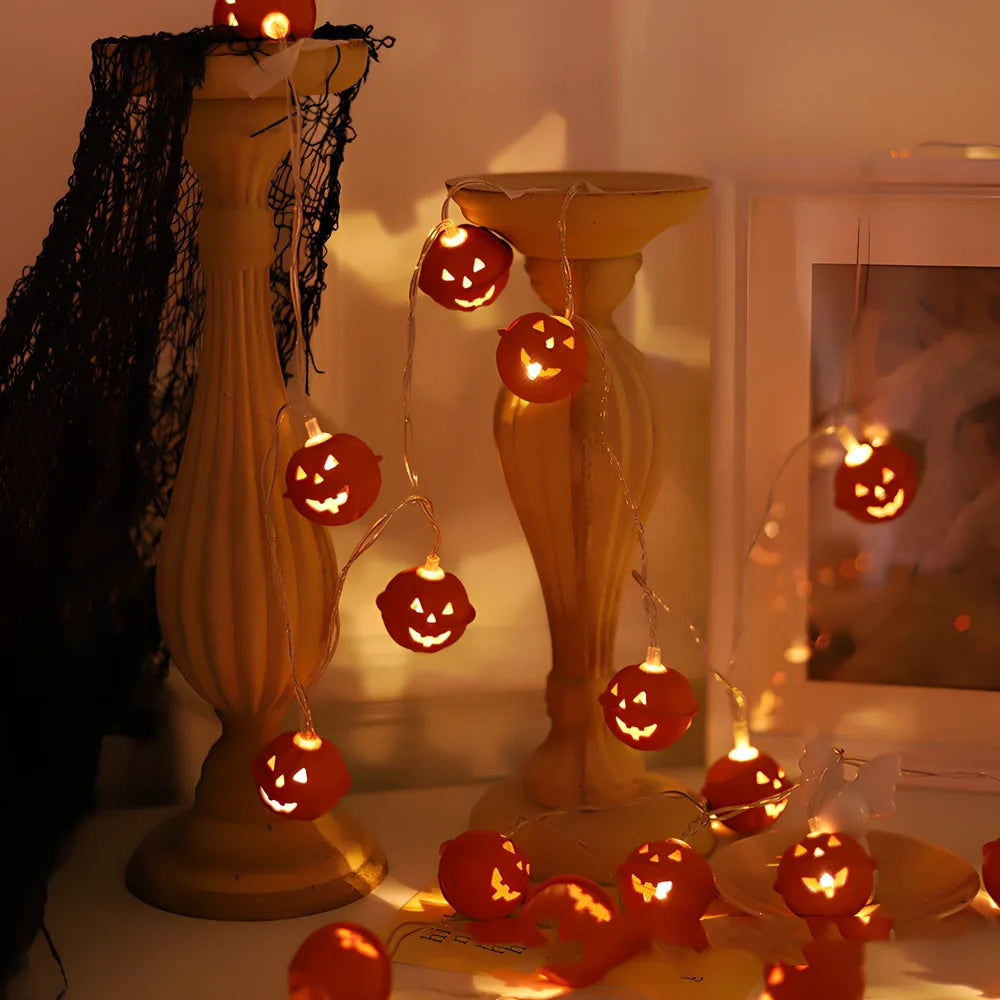 Halloween pumpkin decorative lights with warm white LEDs in iron shells for outdoor seasonal displays