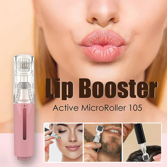3-in-1 Lip and Beard Care Roller with serum applicator in black, white, and pink