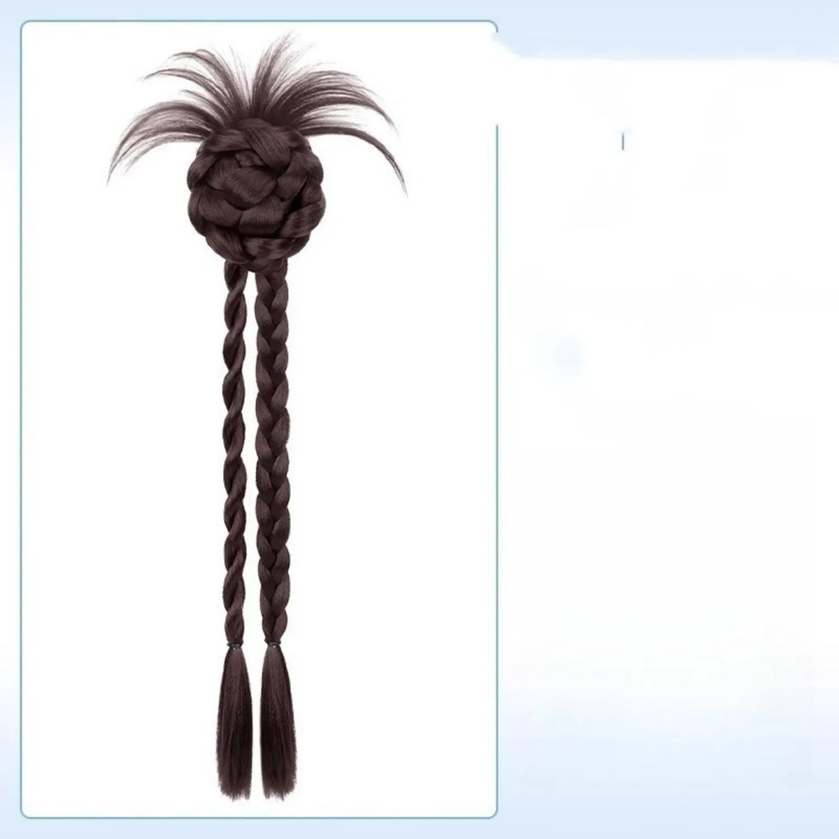 Children's high temperature silk braided ponytail wig in brown black colour