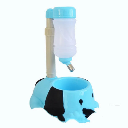 Adjustable rod-lifting pet drinking bowl in blue, pink or yellow with height up to 42cm
