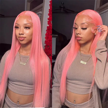 Women's mid-length straight lace front wig in high-temperature fibre on display head