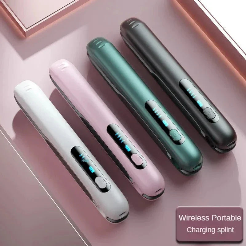 Cordless hair straightener and curler with ceramic plates, 4 heat settings, and 5000mAh rechargeable battery for on-the-go styling