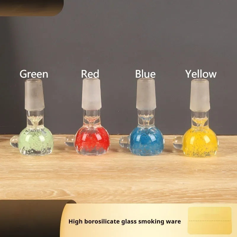 A 7cm coloured glass trumpet-shaped smoking pipe in red, green, blue, or yellow.