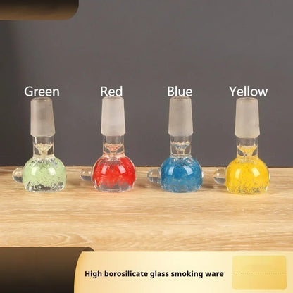 A 7cm coloured glass trumpet-shaped smoking pipe in red, green, blue, or yellow.