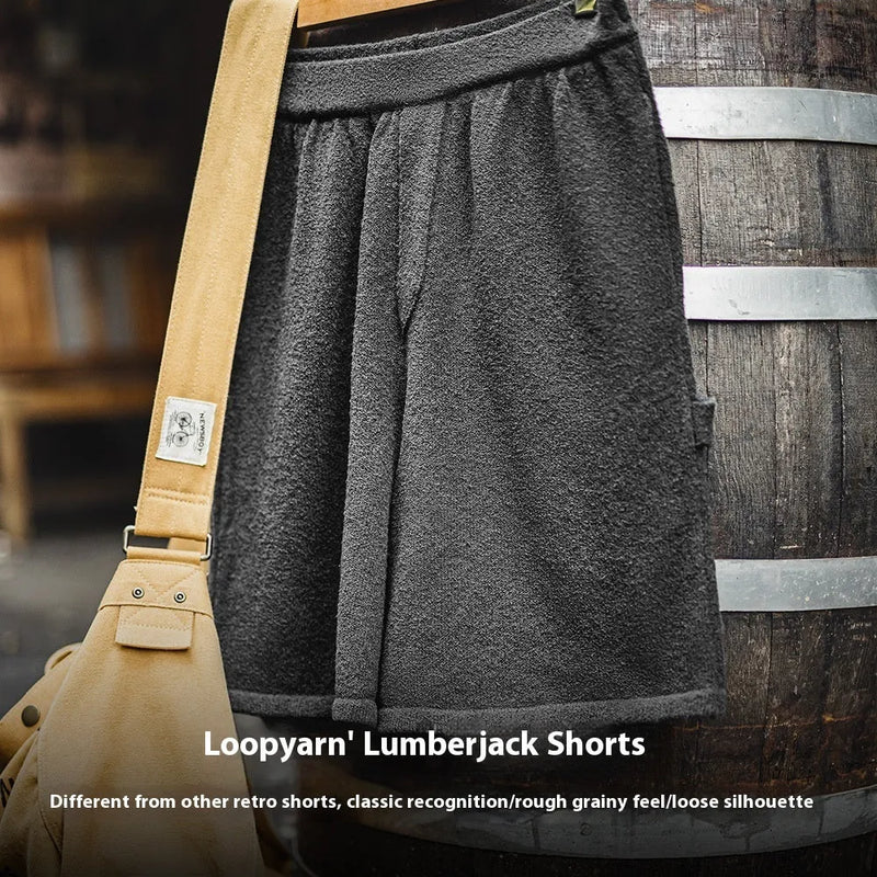 Men's American-style heavy loose profile straight shorts in cement grey polyester fibre with medium elastic waistband, available in five pants lengths for sports and casual wear in sizes S to 2XL