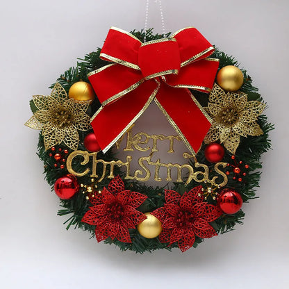 Wooden Christmas garland decoration in red and green festive styles, 30cm long.