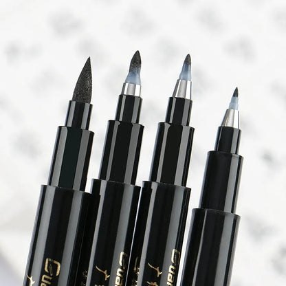 Six-piece soft brush calligraphy pen set in a box with plastic barrel and add-ink design