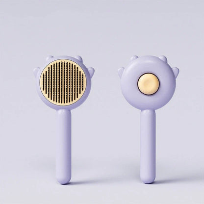 Premium pet grooming brush featuring dual-action hair removal and soothing massage for cats and dogs
