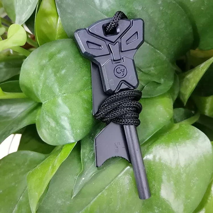 Outdoor Survival Large Solid Flint Multifunctional Fire Rod - Black