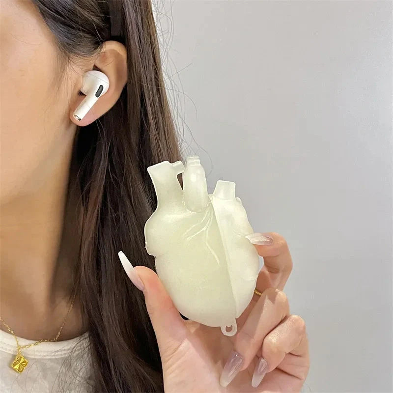 3D Heart Style Silicone Case for AirPods Pro and 3rd Generation in wine red and ivory white