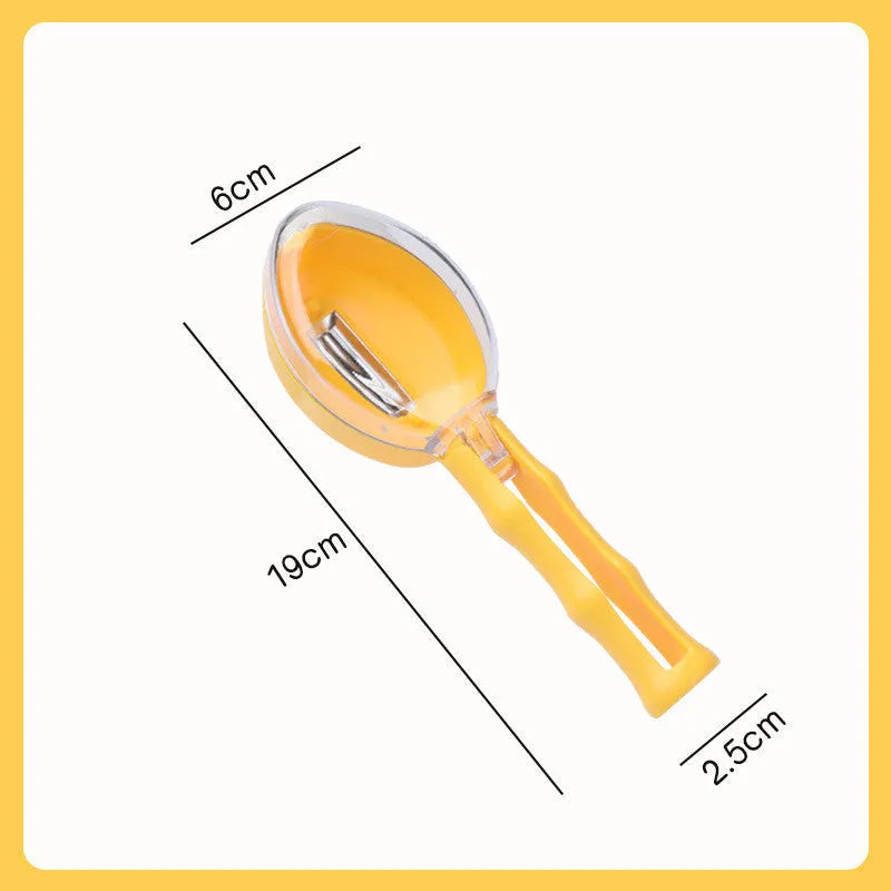 Yellow kitchen peeling knife with a matching snap-on plastic lid covering the stainless steel blade.