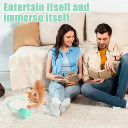 Rechargeable automatic cat wand toy with swinging silicone tails for indoor cat stimulation
