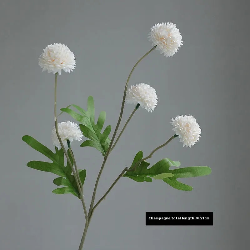 Five-head white dandelion chrysanthemum silk artificial flower bouquet arrangement