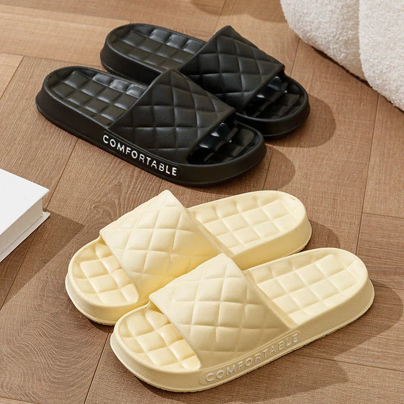 Stylish plaid slippers with soft, cushioned soles for comfortable indoor wear