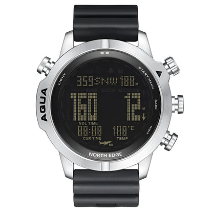 Black and white dial smart watch with 48mm case and M/L strap for outdoor sports altitude monitoring