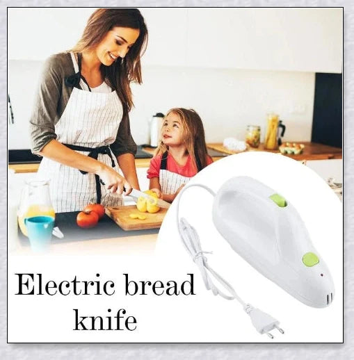 Stainless steel electric knife with sharp blades for carving meat, slicing bread, and cutting through bone
