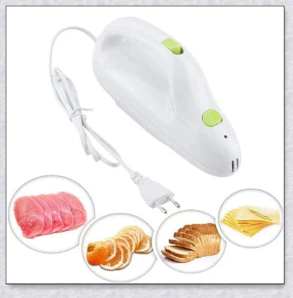 Stainless steel electric knife with sharp blades for carving meat, slicing bread, and cutting through bone