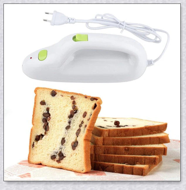 Stainless steel electric knife with sharp blades for carving meat, slicing bread, and cutting through bone