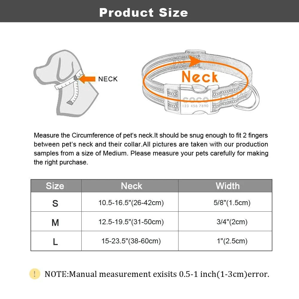 A premium dog collar made of nylon with reflective stripes for enhanced visibility and safety