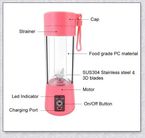 Portable Juice & Smoothie Blender with powerful blades, rechargeable battery, and food-grade materials