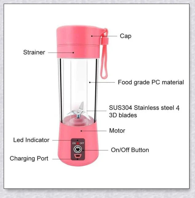 Portable Juice & Smoothie Blender with powerful blades, rechargeable battery, and food-grade materials