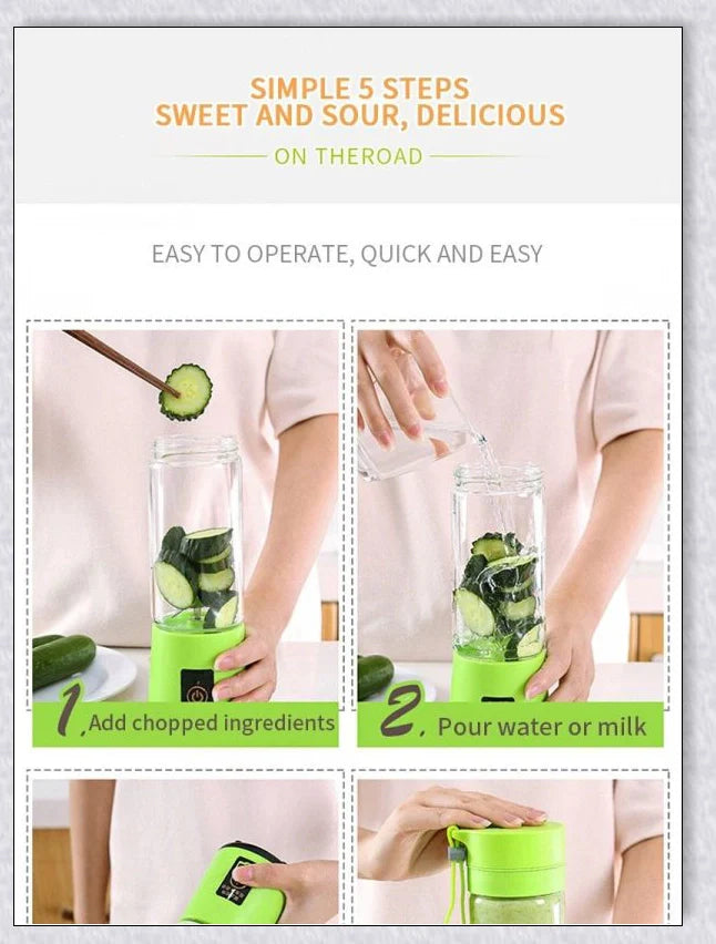 Portable Juice & Smoothie Blender with powerful blades, rechargeable battery, and food-grade materials