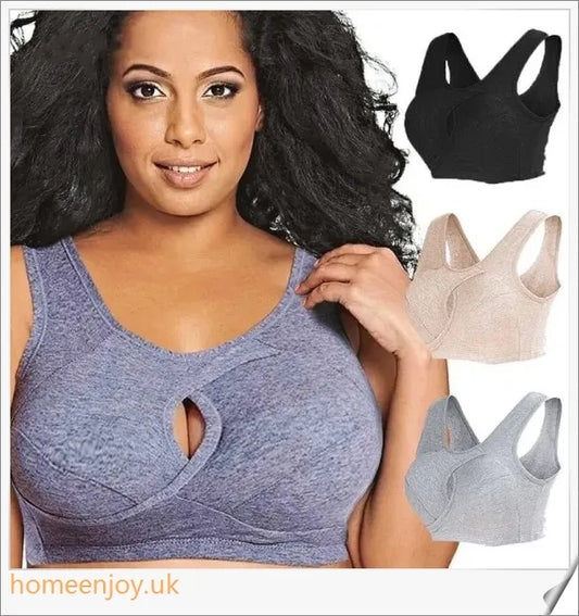 Anti-Sagging Wirefree Bra with criss-cross design and wide, elastic straps for superior support and comfort