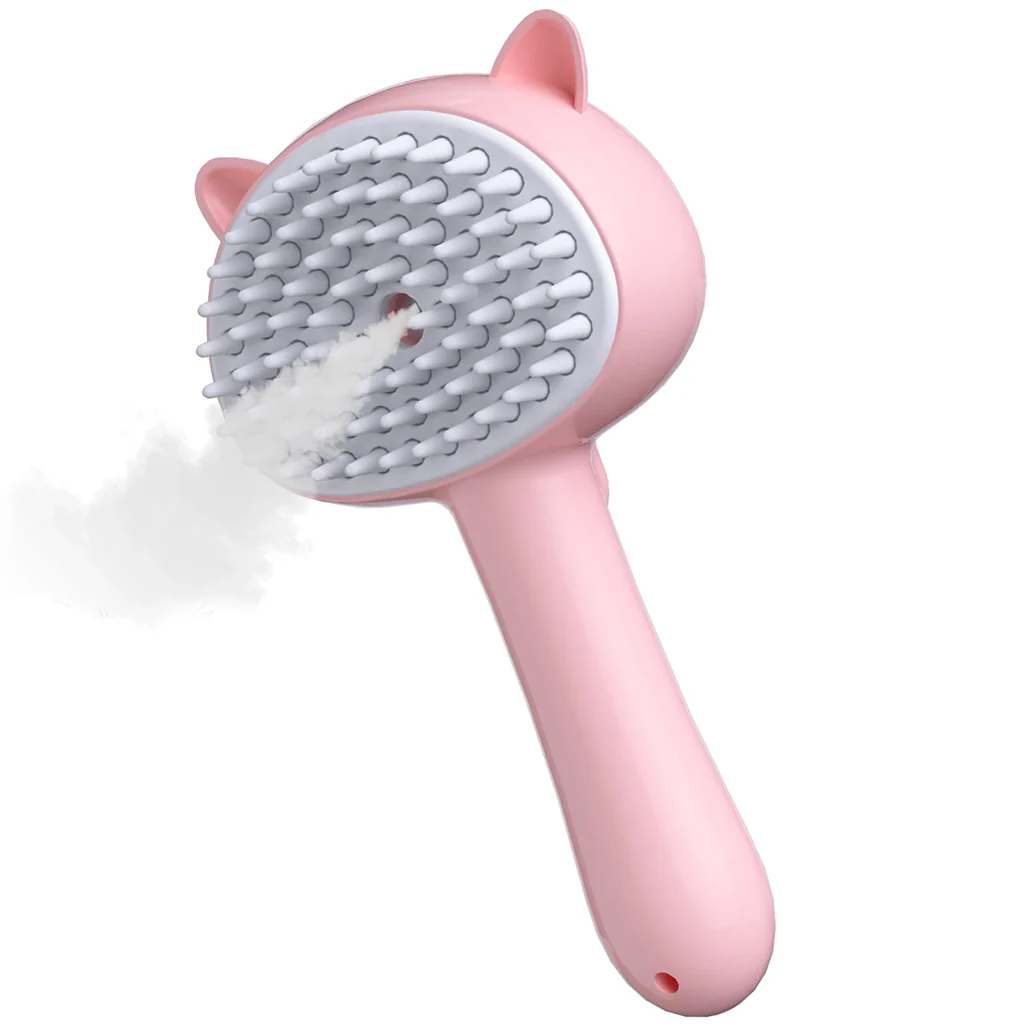 3-in-1 pet grooming electric steamer brush with massage and hair removal comb