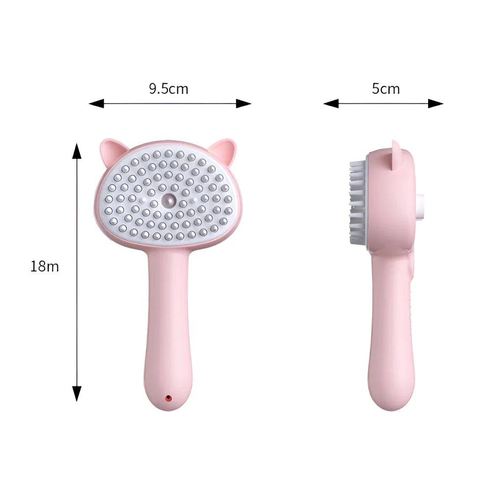 3-in-1 pet grooming electric steamer brush with massage and hair removal comb