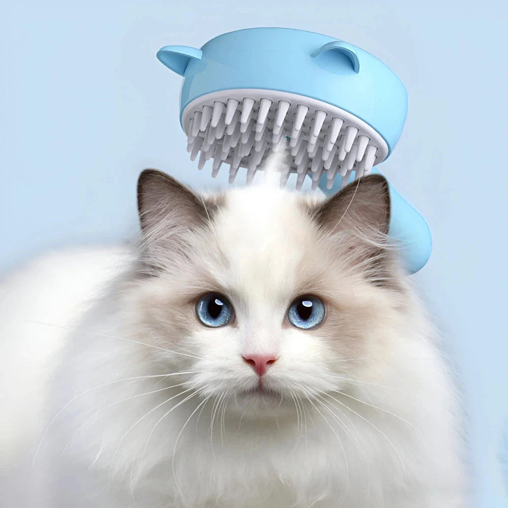 3-in-1 pet grooming electric steamer brush with massage and hair removal comb