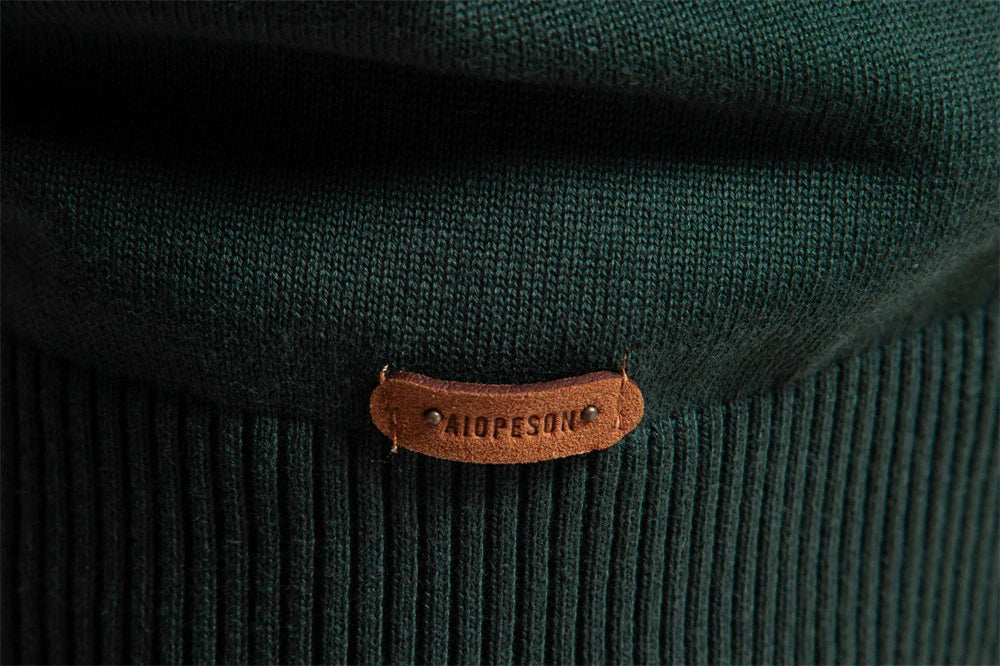 Autumn and Winter Half Zipper Sweater in various colours, including green, dark blue, khaki, and light grey