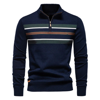 Autumn and Winter Half Zipper Sweater in various colours, including green, dark blue, khaki, and light grey