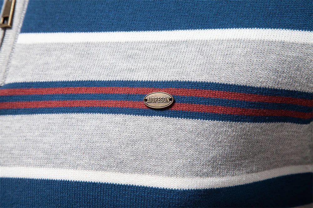 Autumn and Winter Half Zipper Sweater in various colours, including green, dark blue, khaki, and light grey