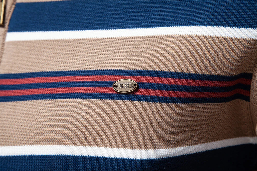 Autumn and Winter Half Zipper Sweater in various colours, including green, dark blue, khaki, and light grey